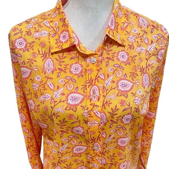 NWT Talbots creamsicle & coral floral lightweight cotton blouse sz large petite - Picture 4 of 11
